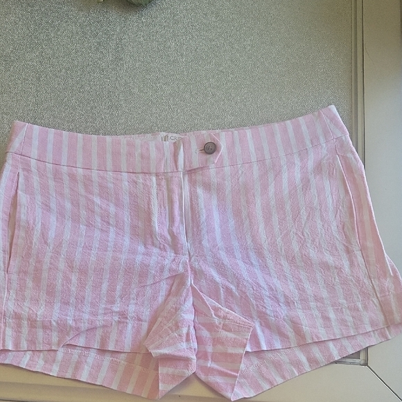 J. Crew Pants - J. CREW  Pink and White Striped Shorts Size 4